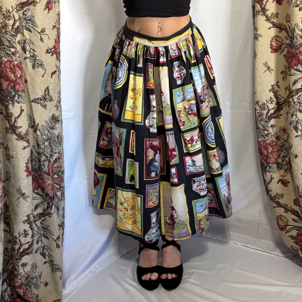 Stunning archive vintage 1950s "Visit to the Art Museum" Maidstone Fabrics skirt